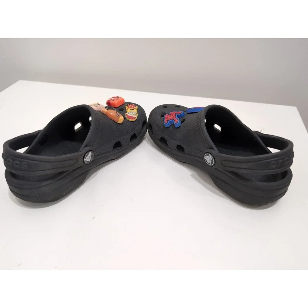 Crocs Iconic Comfort Shoes Boys Size 12C Black Slip On With Jibbits